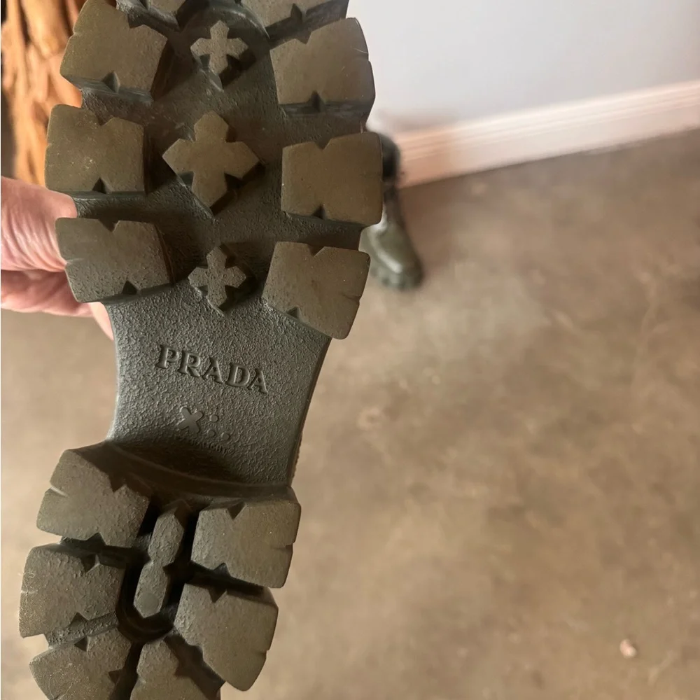 Prada Dark Green Combat Boots - Picture 4 of 5